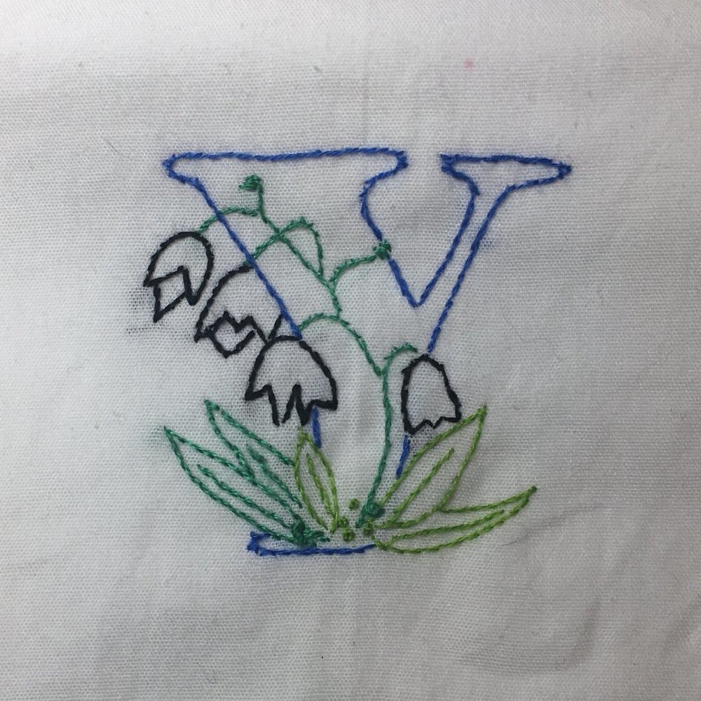 Hand Embroidered Monogram Letter “Y”